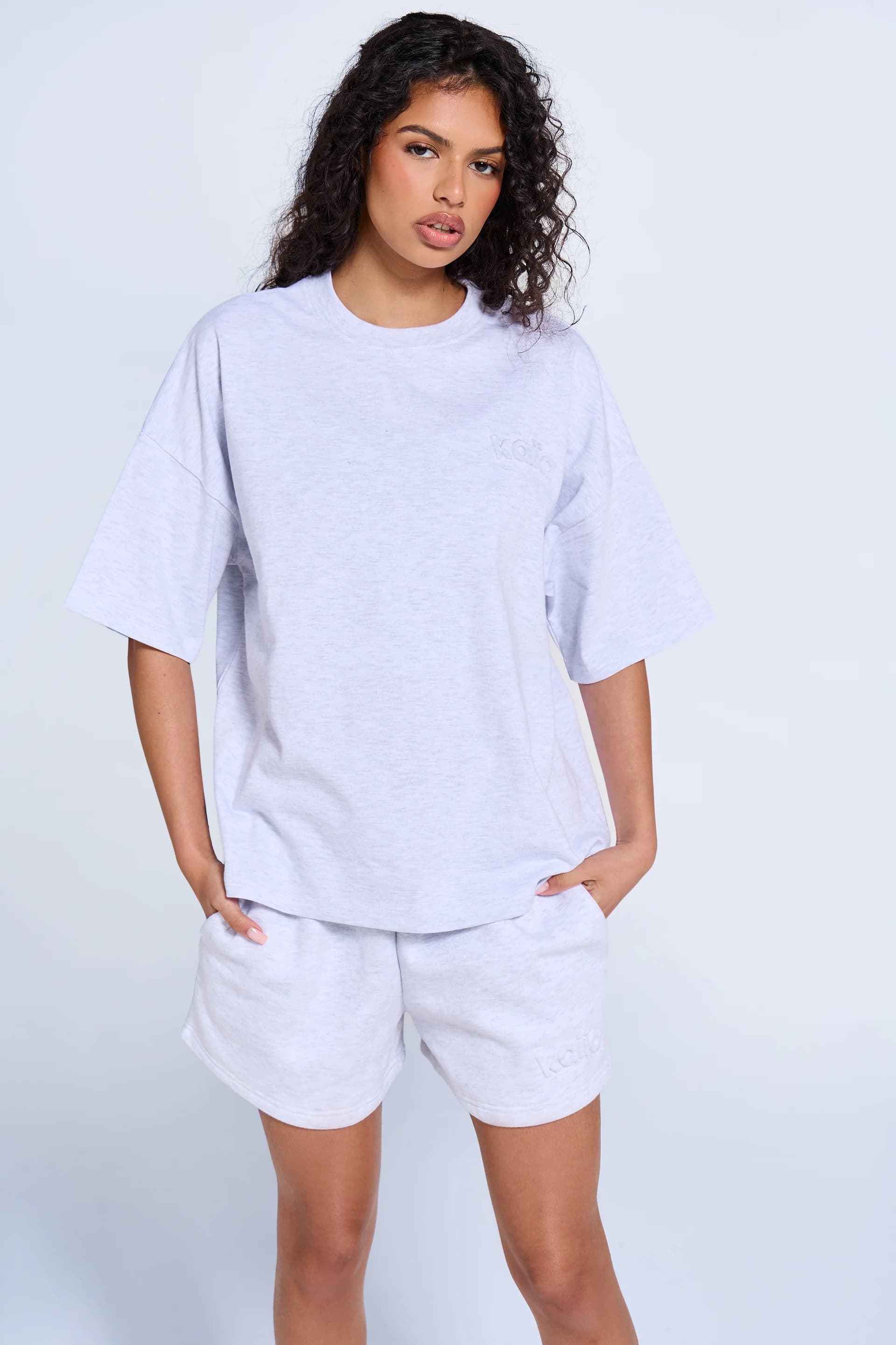 Kaiia Kaiia Light Grey Marl Oversized T-shirt