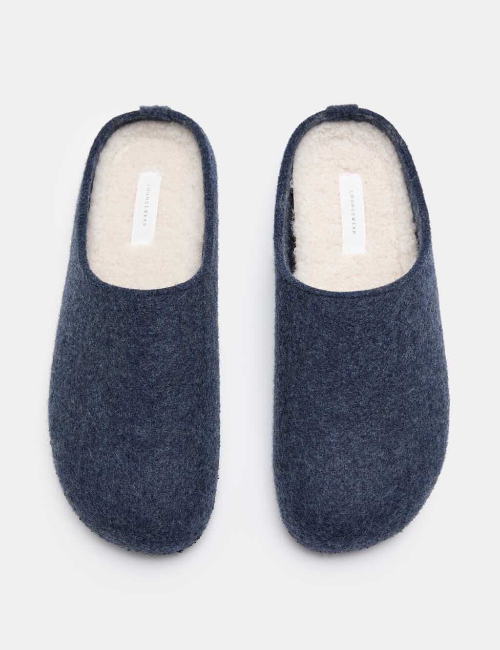 Marks & Spencer M&S Felt Mule Slippers with Freshfeet™ Blue