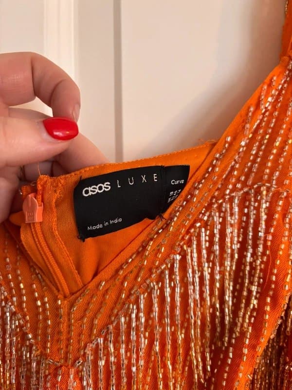 ASOS ASOS Luxe Orange sparkly tassel dress