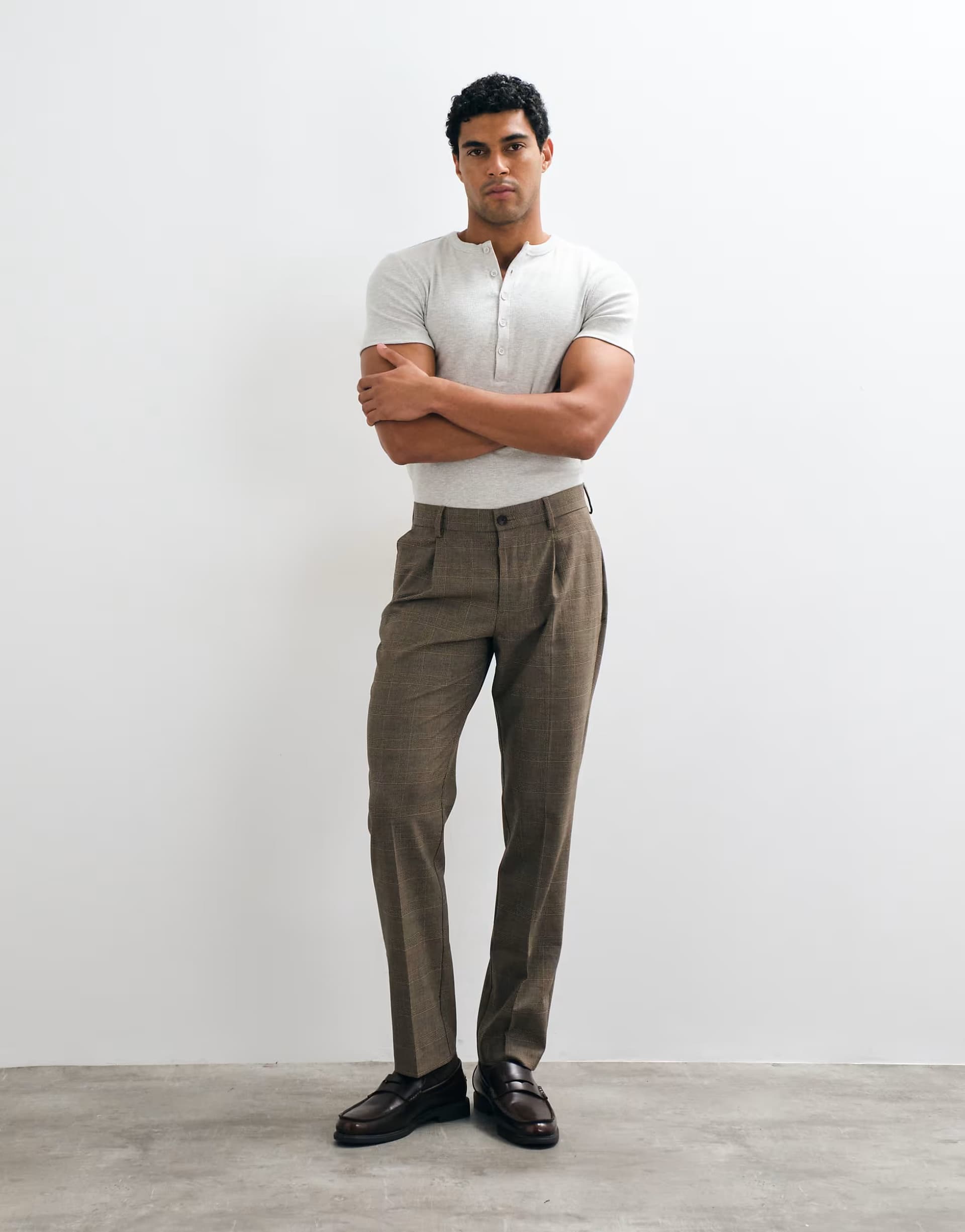 ASOS ASOS DESIGN slim suit trousers in brown check