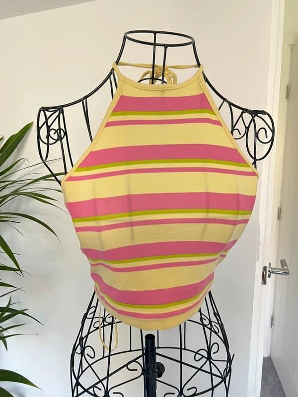 Bershka Ladies Bershka pastel cotton halter crop top