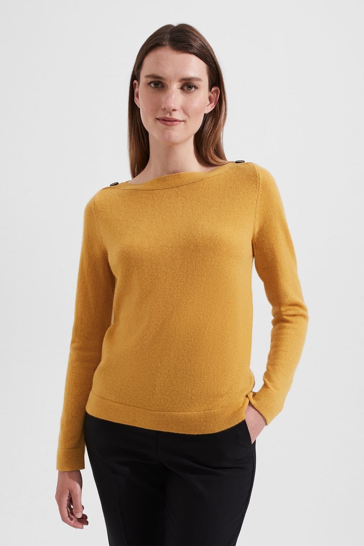 Hobbs London Hobbs London Women's Brinley Boat Neck Jumper in Mustard