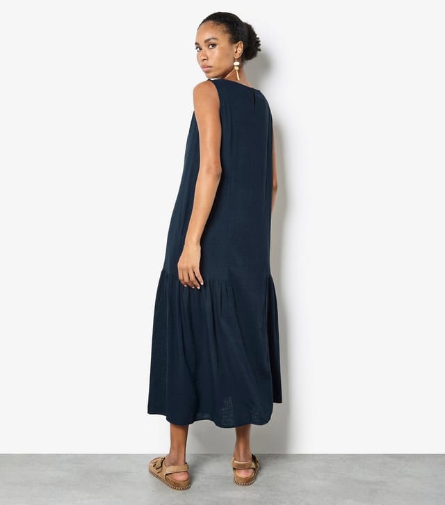 Apricot Women's Navy Pleat Detail Trapeze Midi Dress Apricot New Look - 3