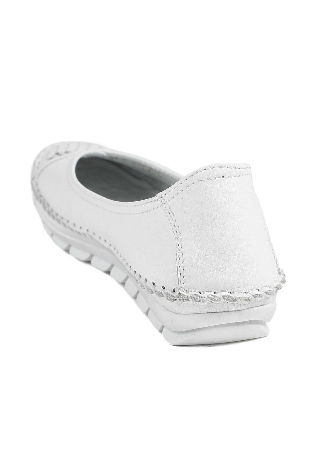 Pavers Pavers Women's Breathable All Leather Grippy Pumps in White - 3
