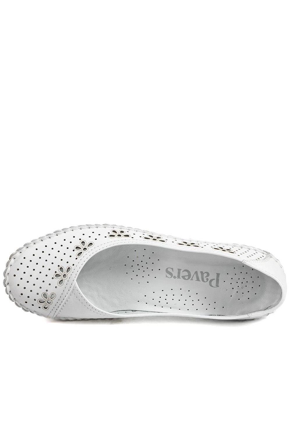 Pavers Pavers Women's Breathable All Leather Grippy Pumps in White - 4