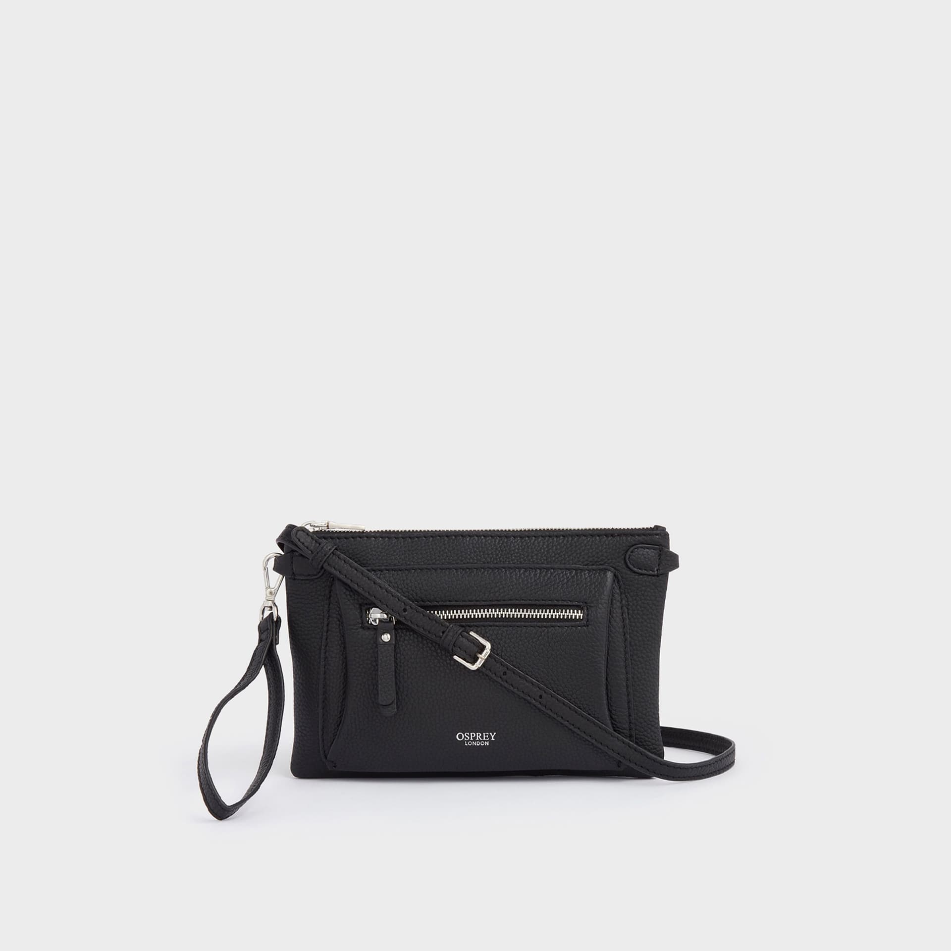 OSPREY LONDON OSPREY LONDON Women's The Ruby Leather Crossbody Clutch Bag in Black