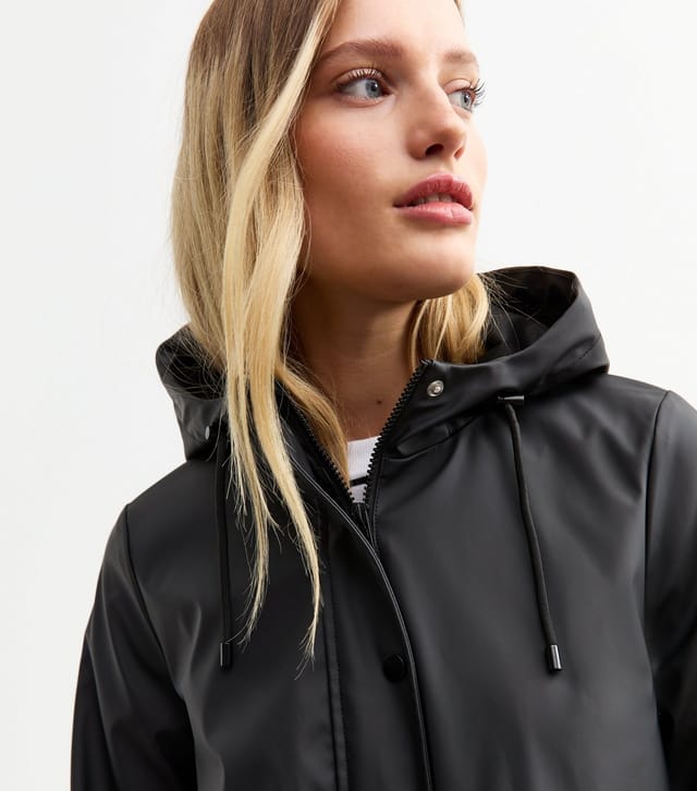 New Look Women's Black Unlined Shower Resistant Rain Coat New Look - 2