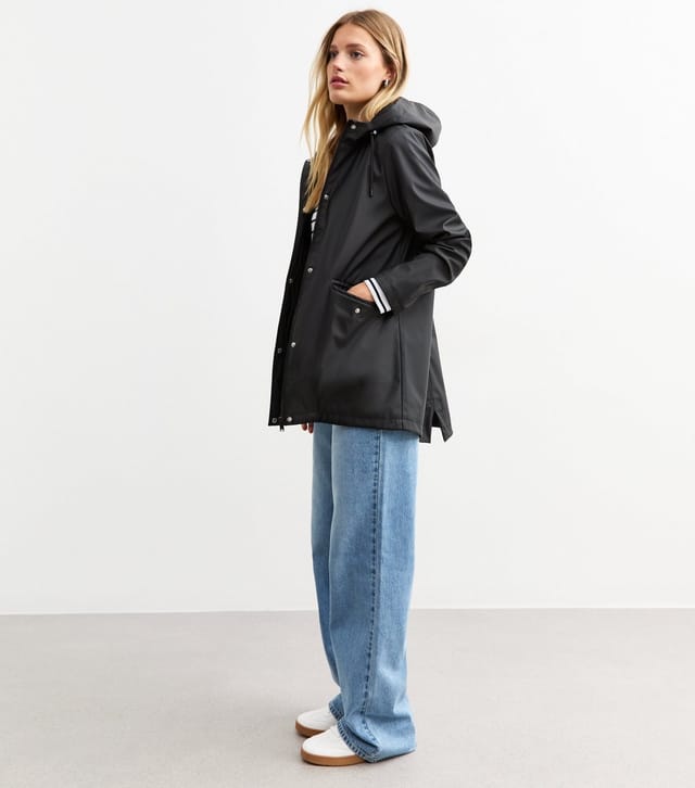 New Look Women's Black Unlined Shower Resistant Rain Coat New Look - 3