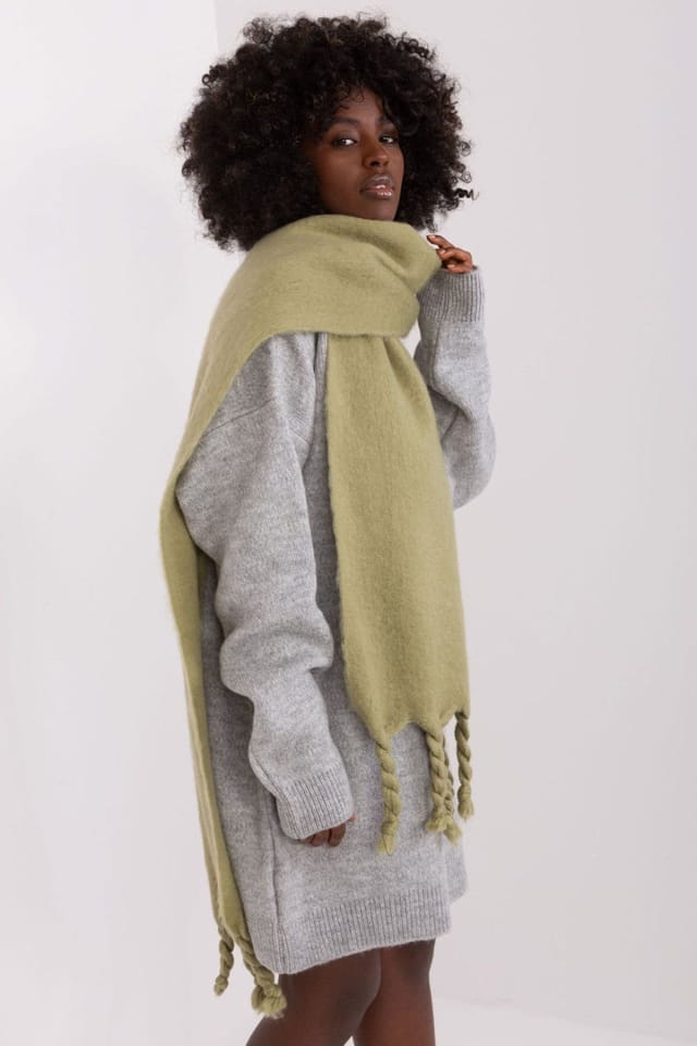 Love Lace Love Lace Women's Smooth Long Polyester Scarf with Tassel Fringe for Fall Winter in Green - 2