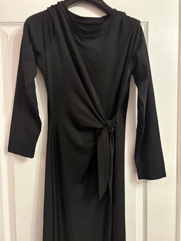 ASOS Viral tie up black statement maxi wedding party holiday dress 12-14 same day post