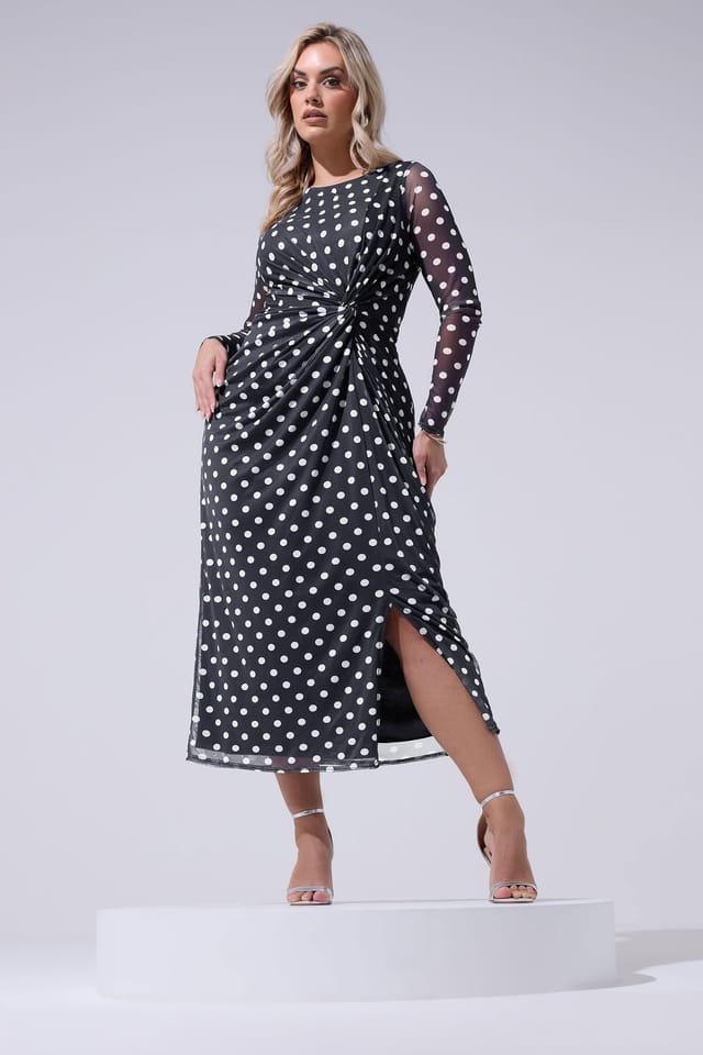 Yours Yours Women's Polka Dot Maxi Dress in Dark Navy - 3