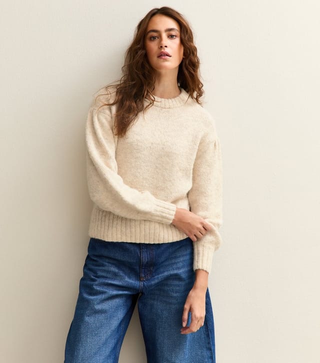 New Look Women's Cream Drop Shoulder  Puff Sleeve Jumper New Look - 2