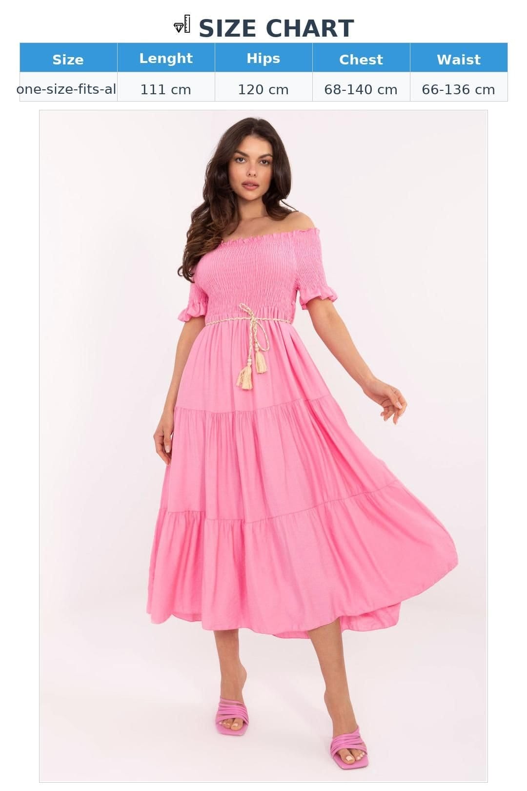 Love Lace Love Lace Women's Flared Summer Midi Dress with Tie Belt in Pink - 4