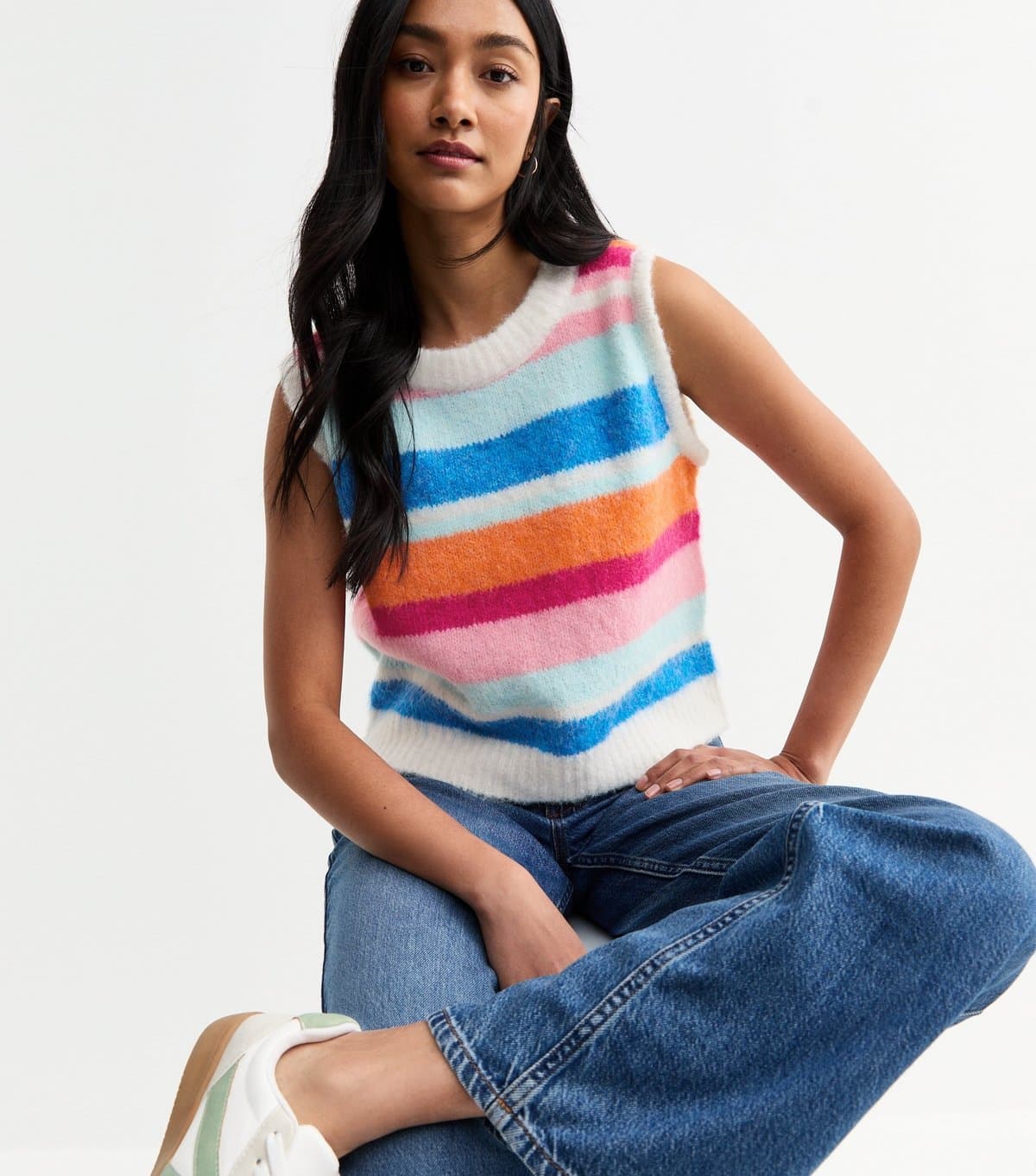 Sunshine Soul Women's Multicoloured Striped Soft Knit Vest Sunshine Soul New Look