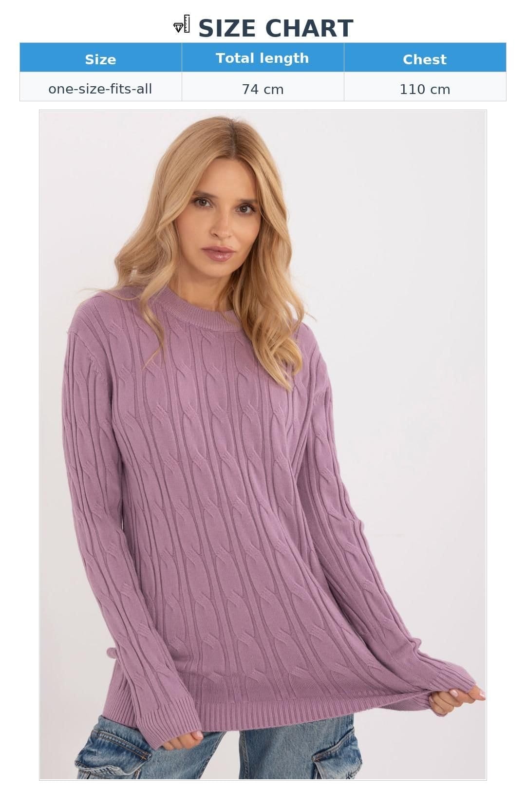 Love Lace Love Lace Women's Textured Casual Sweater Round Neck Long Sleeve in Violet - 4