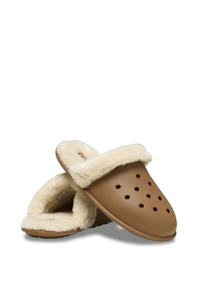 Crocs Crocs Men's Classic Fuzz Scuff in Light Brown - 3