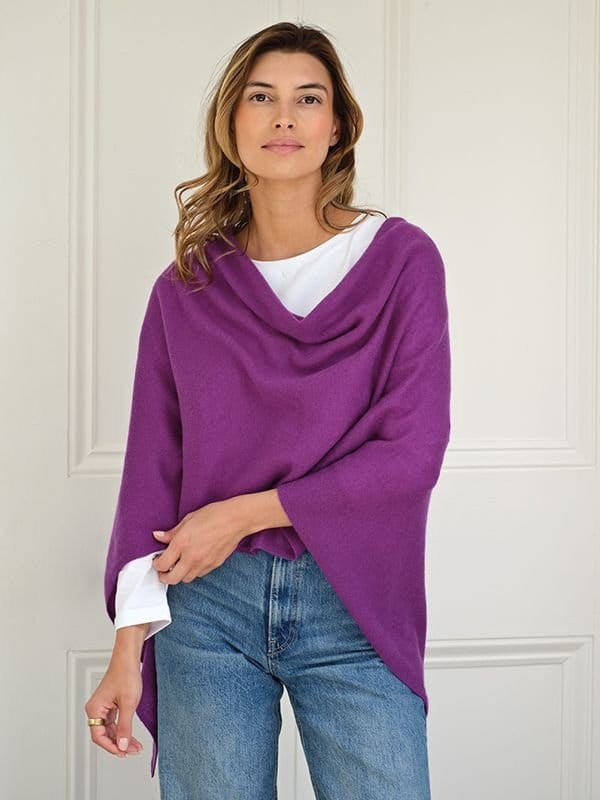 Cove Cove Women's Lucy 4-way Cashmere Poncho in Purple - 4