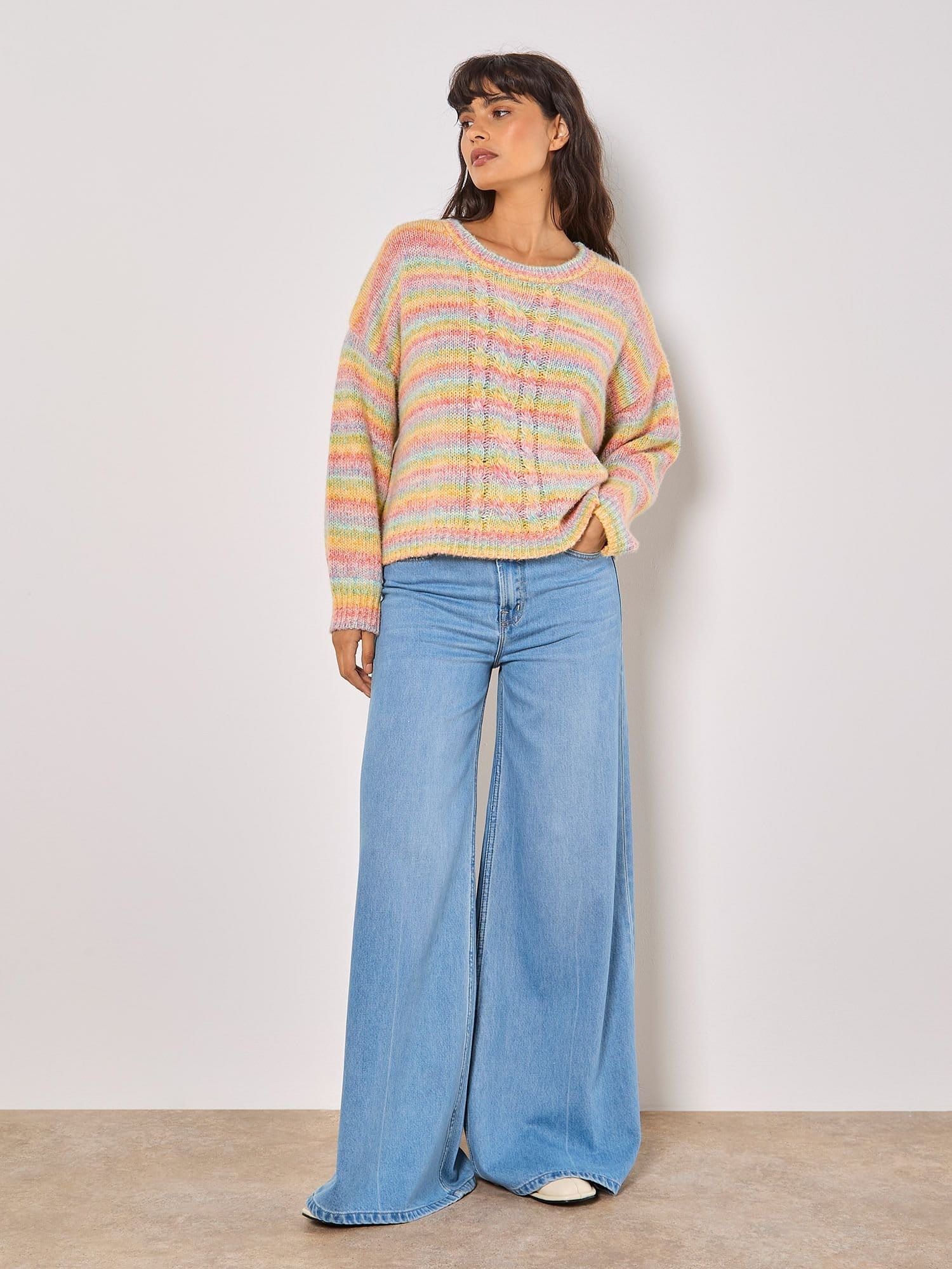 Apricot Apricot Women's Pastel Stripes Cable Knit Jumper - 4