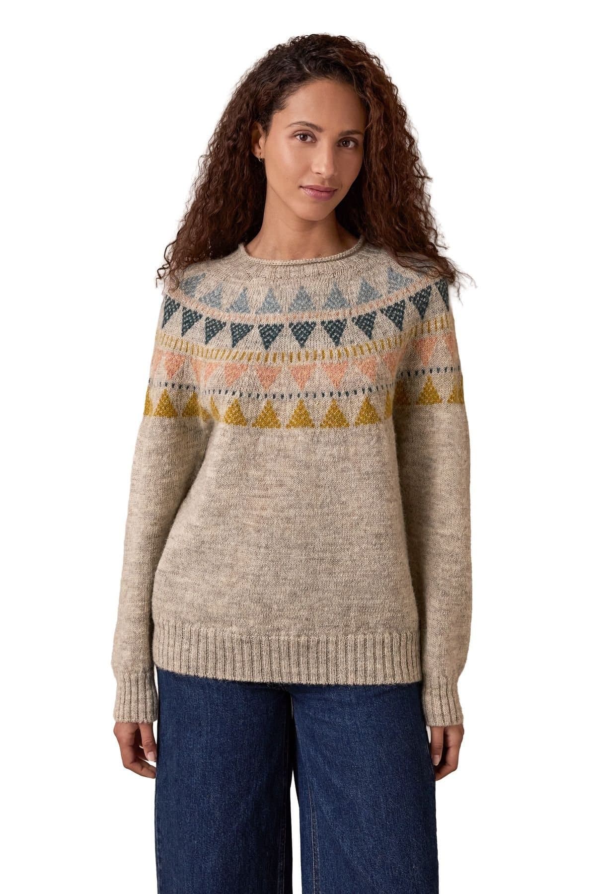 Celtic & Co Celtic & Co Women's British Geo Fair Isle Yoke Sweater in Cream