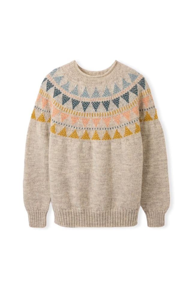 Celtic & Co Celtic & Co Women's British Geo Fair Isle Yoke Sweater in Cream - 2