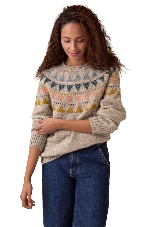Celtic & Co Celtic & Co Women's British Geo Fair Isle Yoke Sweater in Cream - 3