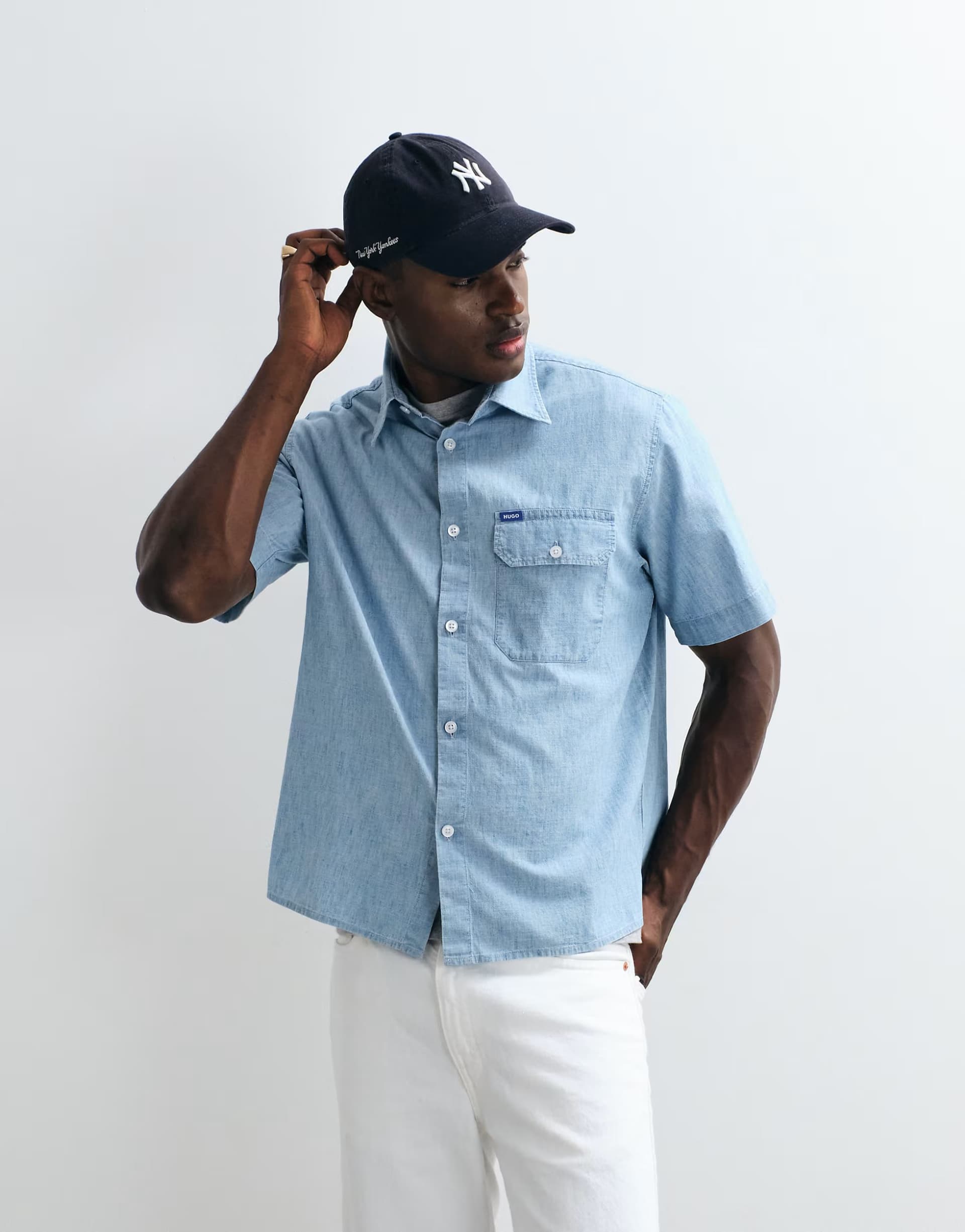 ASOS HUGO Blue Ebaffino Oversized Light Blue Shirt