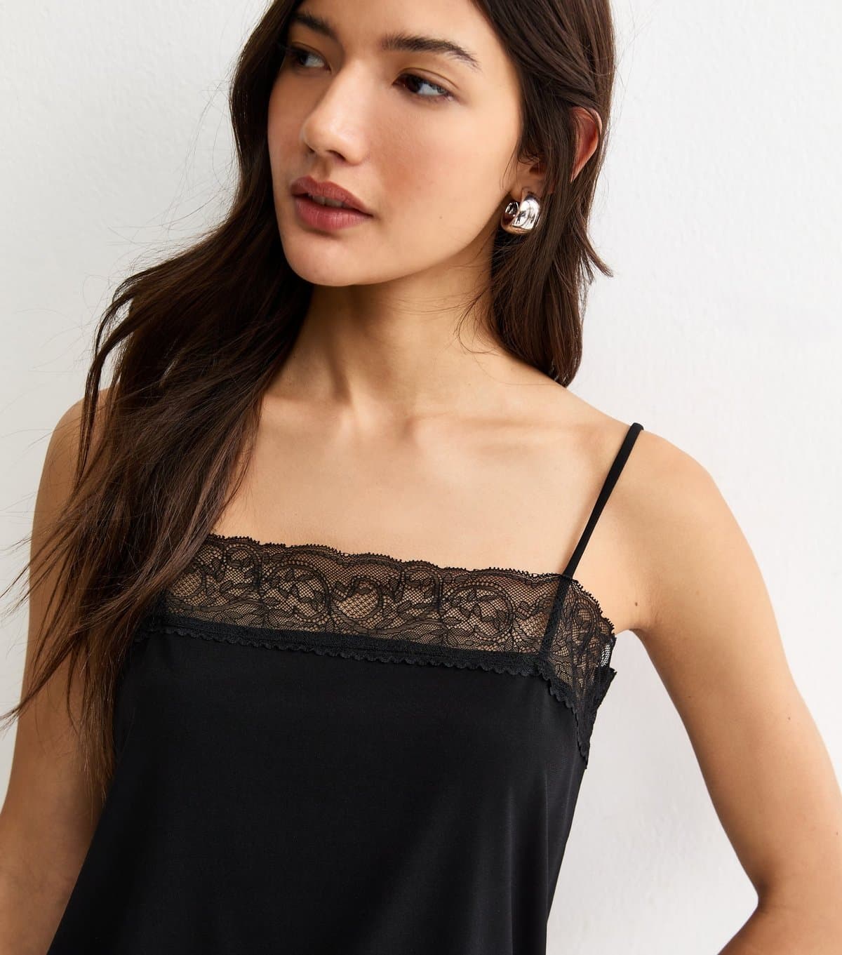 New Look Women's Black Lace Trim Cami Top New Look