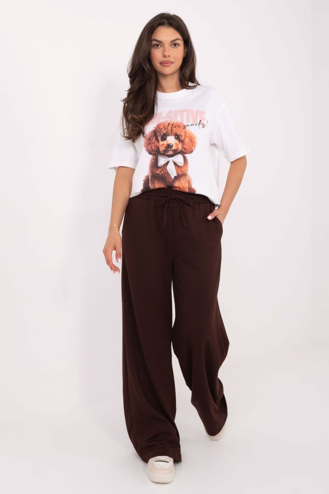 Love Lace Love Lace Women's Casual Viscose Blend Wide Leg Sweatpants in Brown