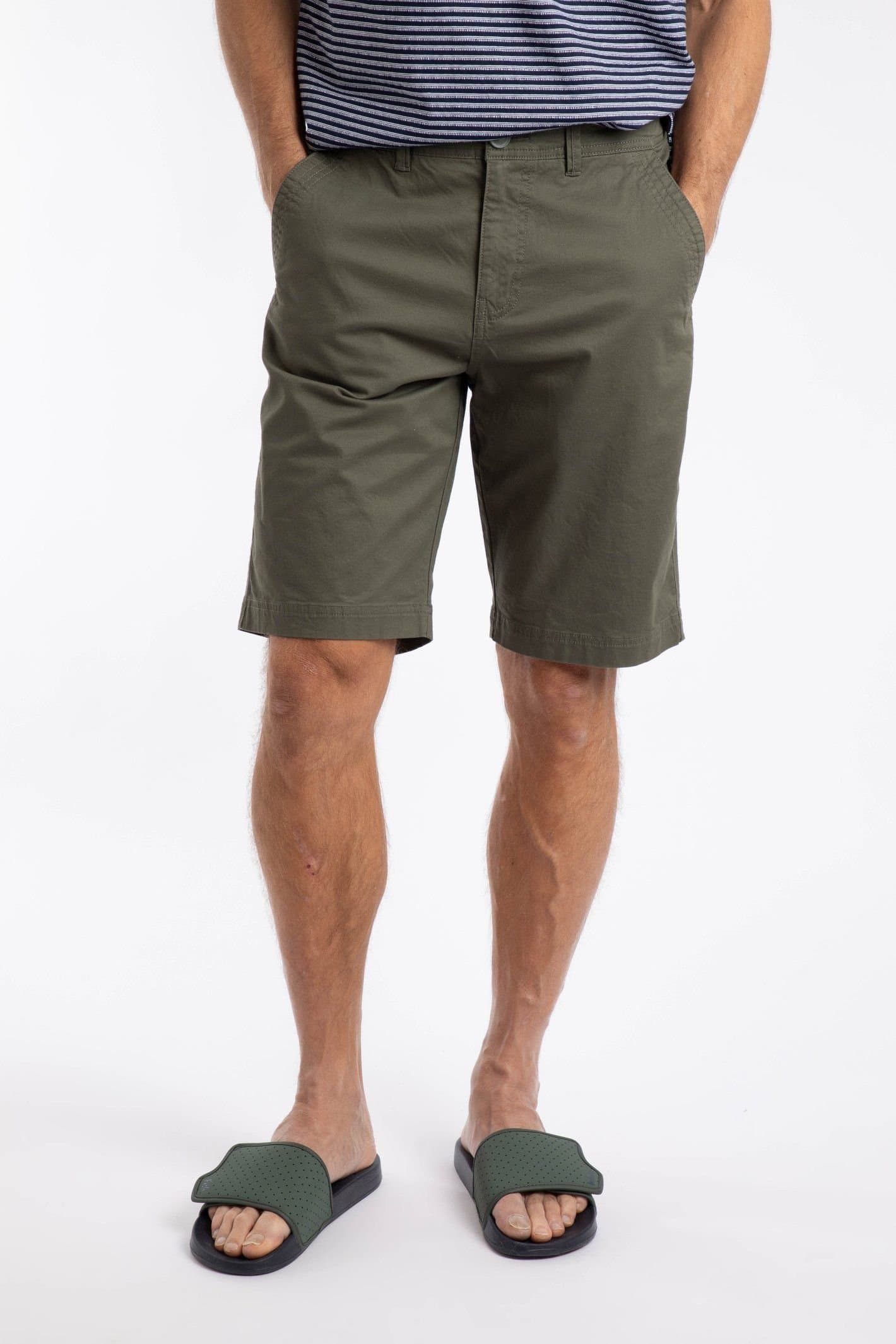 Weird Fish Weird Fish Men's Rayburn Cotton Flat Front Shorts in Olive
