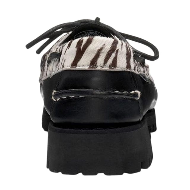 Sebago Sebago Women's Ranger Zebra Print Buff Leather Moccasins in Black - 2