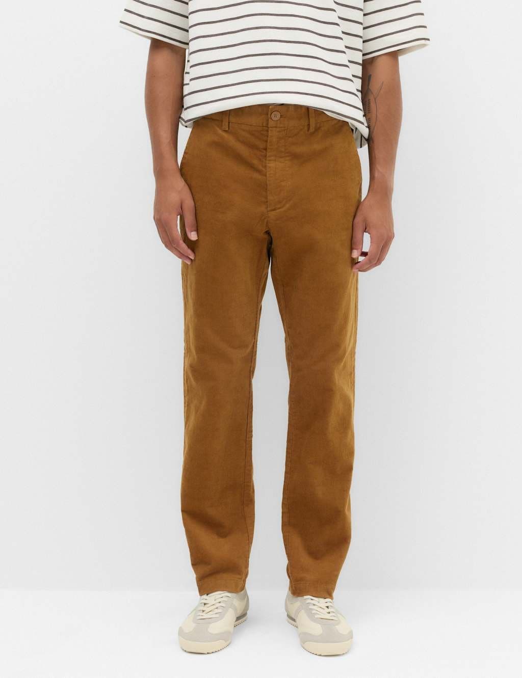 Marks & Spencer M&S Regular Fit Corduroy Stretch Chinos Bronze