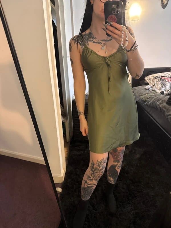 Bershka Khaki satin dress