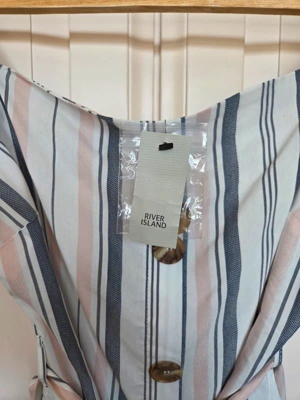 River Island Blue Pink Stripe Top 12 Off Shoulder River Island