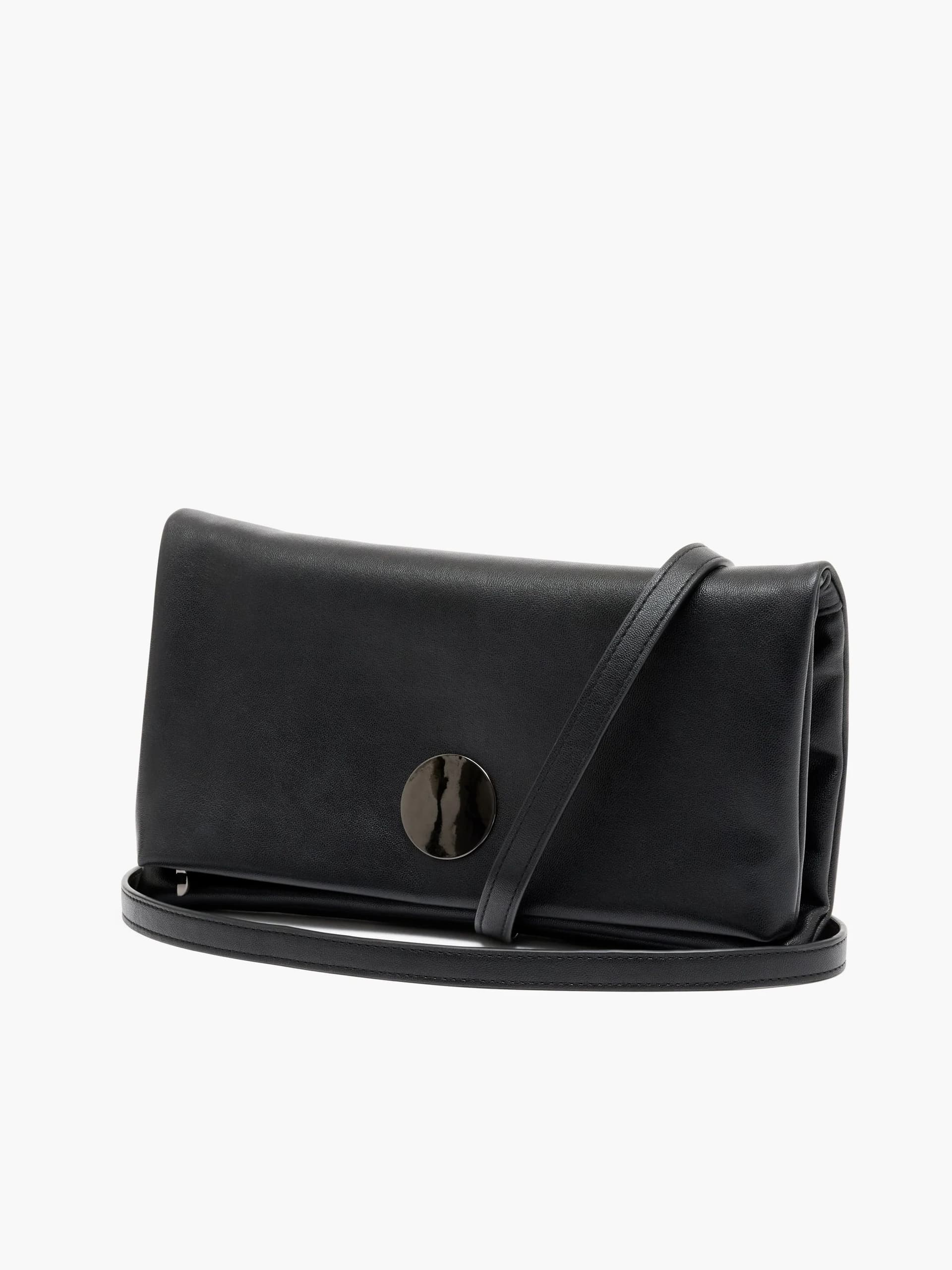 French Connection French Connection Black Faux Leather Disc Clutch Bag