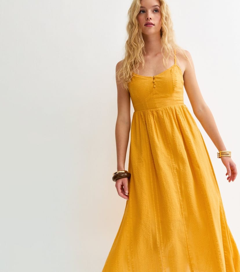 New Look Women's Yellow V Waist Strappy Midi Dress New Look - 1