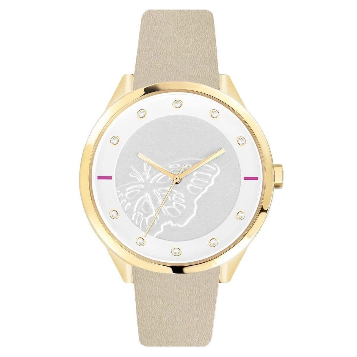 Furla Furla Women's Metropolis Silver Dial 38 mm Calfskin Leather Watch in Beige
