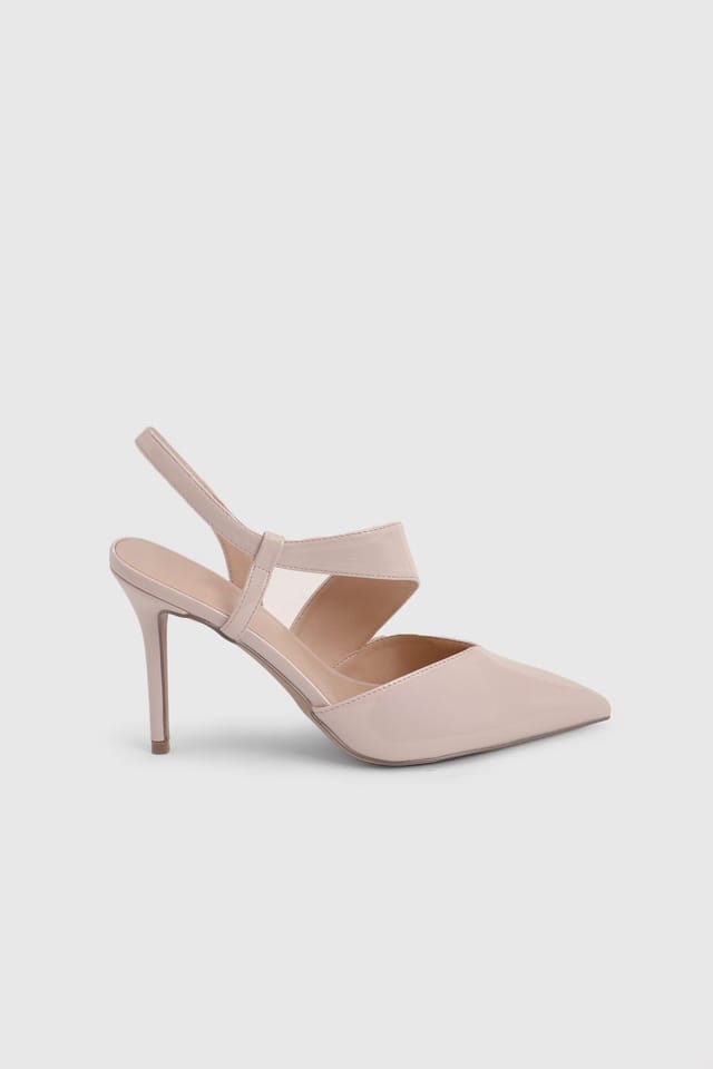 Wallis Wallis Women's Evie Asymmetric Pointed Stiletto High Heel Court Shoes in Beige - 3