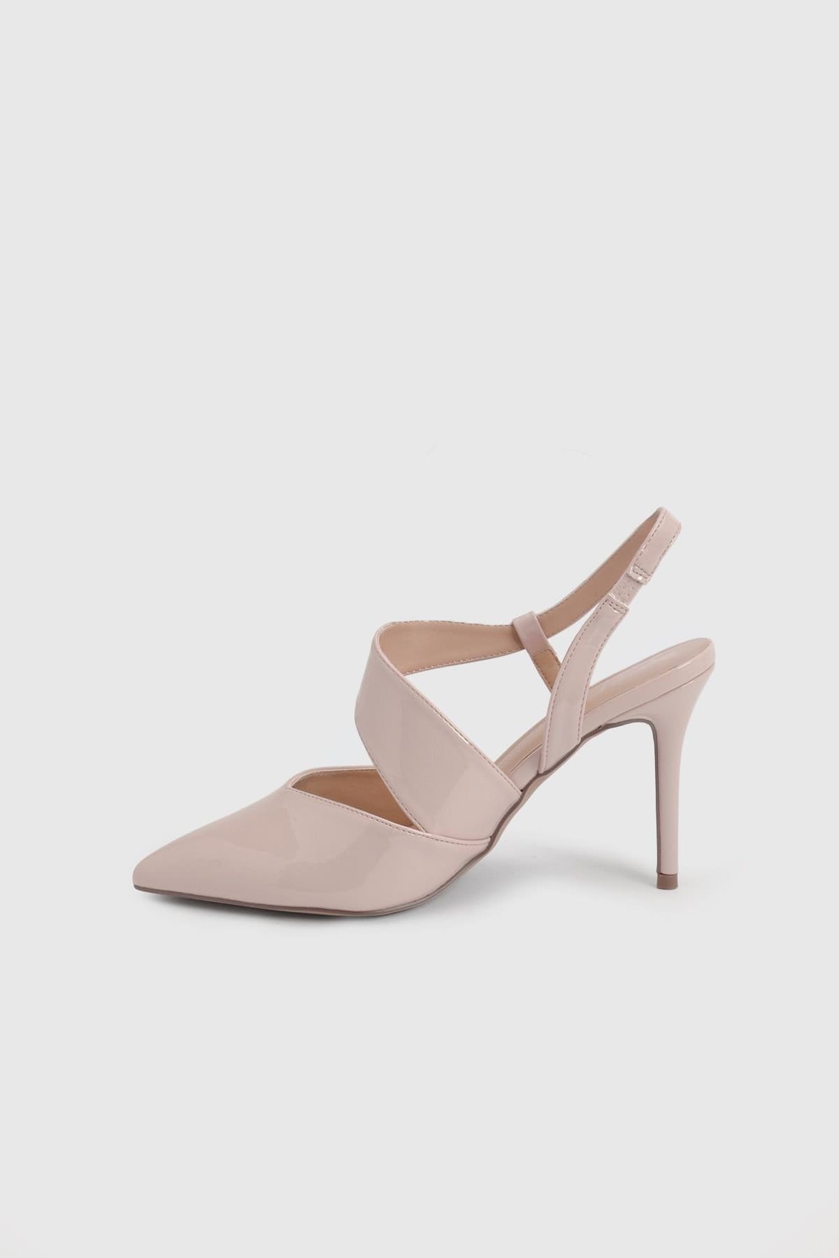 Wallis Wallis Women's Evie Asymmetric Pointed Stiletto High Heel Court Shoes in Beige - 4