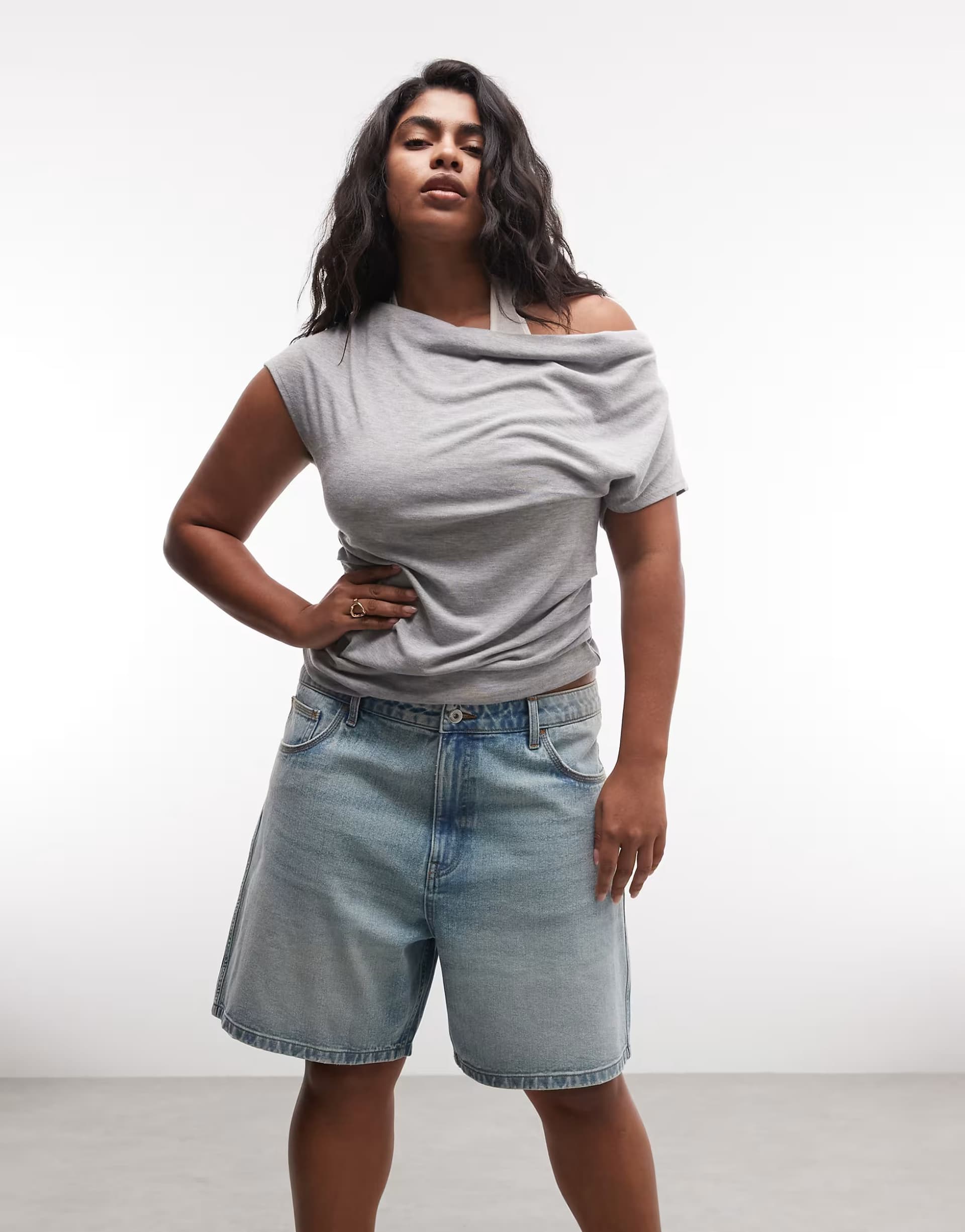 ASOS COLLUSION Plus loose jort in lightwash