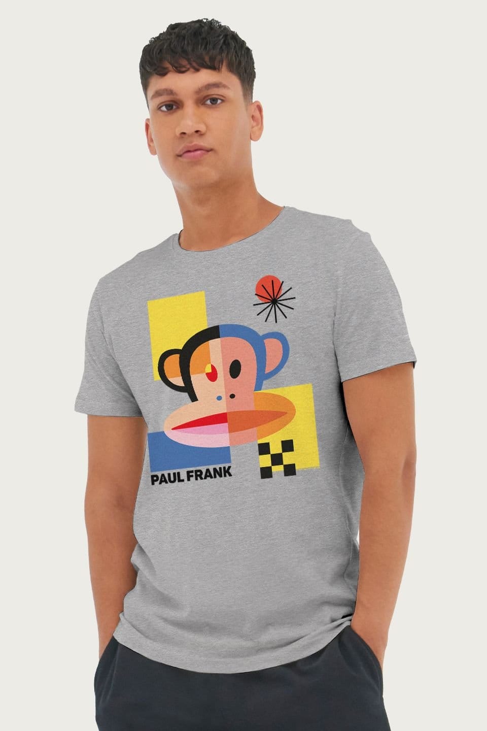 Paul Frank Men's Julius Abstract 80s Block Art T-Shirt in Mid