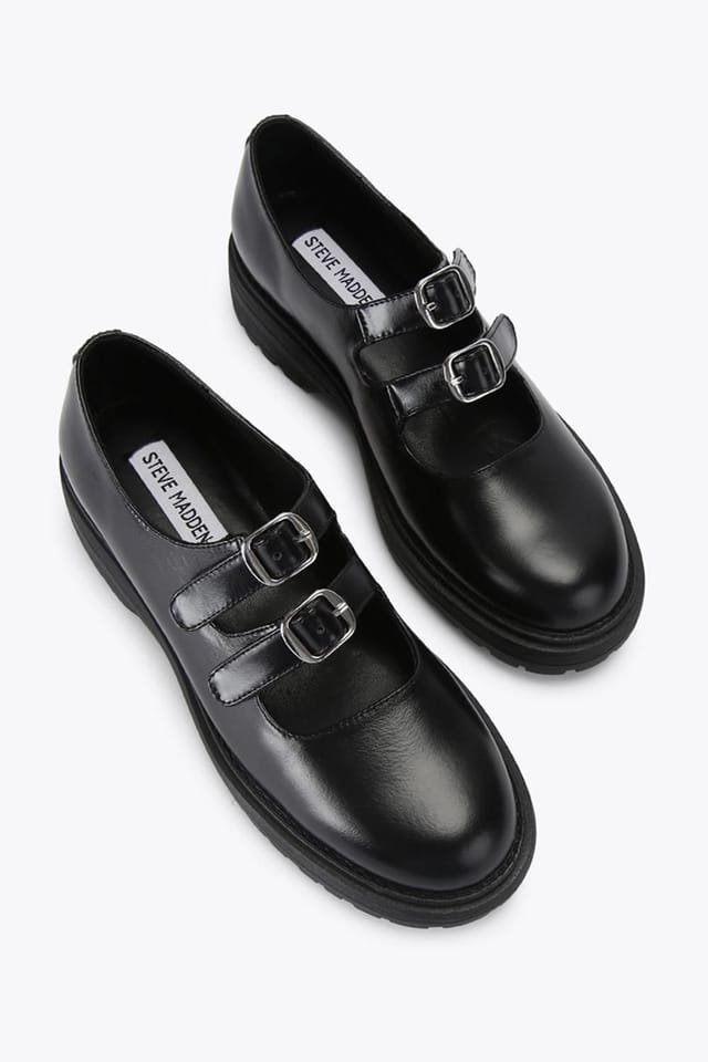 Steve Madden STEVE MADDEN Women's 'Alba Black' Leather Flats in Black - 2