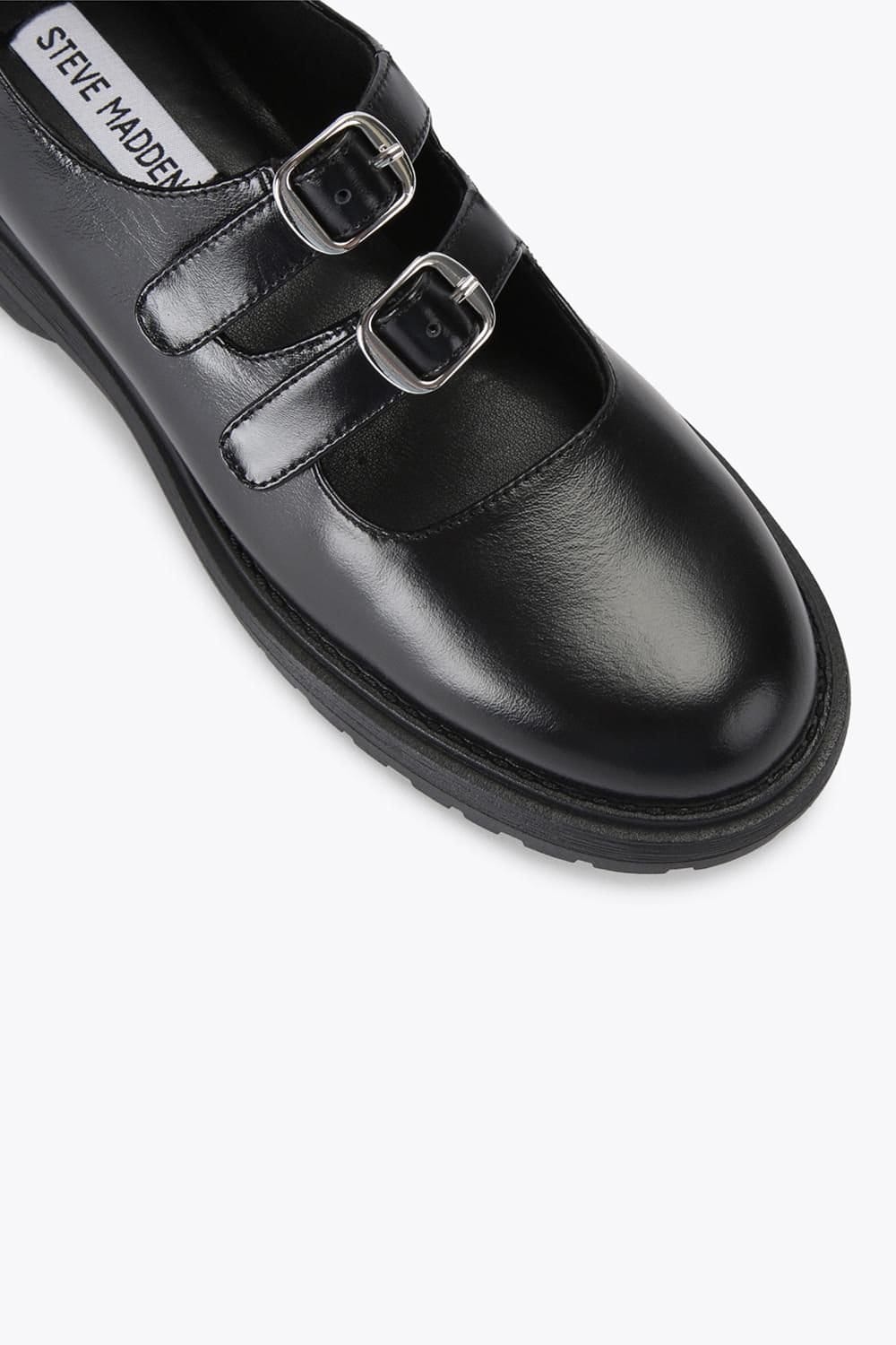 Steve Madden STEVE MADDEN Women's 'Alba Black' Leather Flats in Black - 4