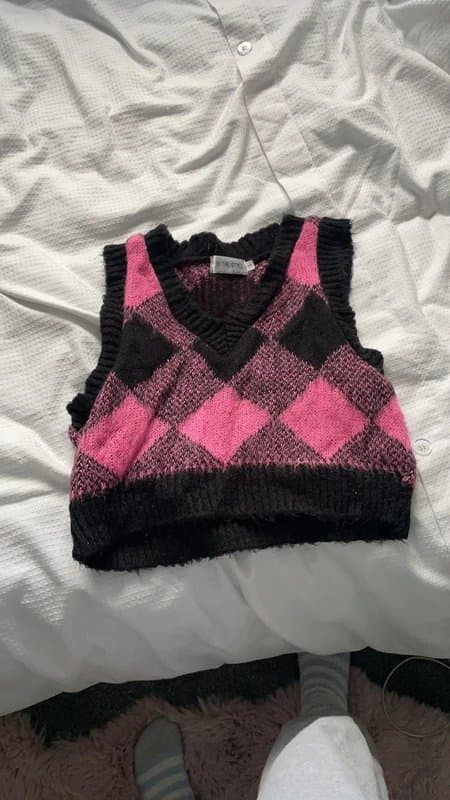 In The Style Lorna luxe pink check vest crop top