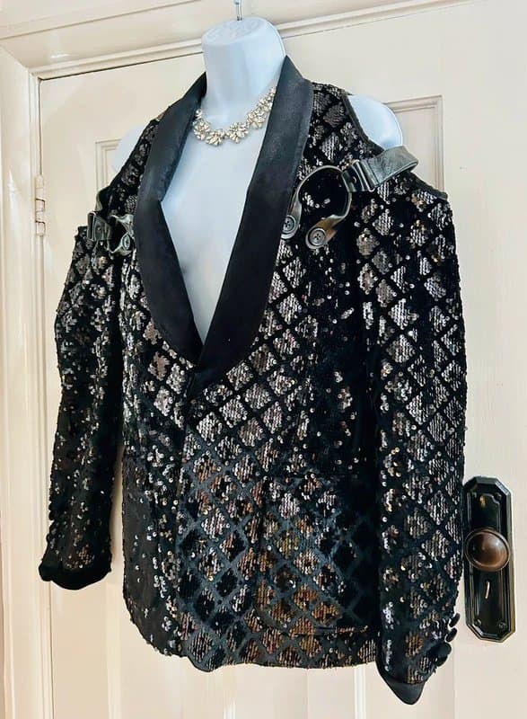 ASOS diamond sequin pattern jacket blazer steampunk Gothic witchy party evening 8/10