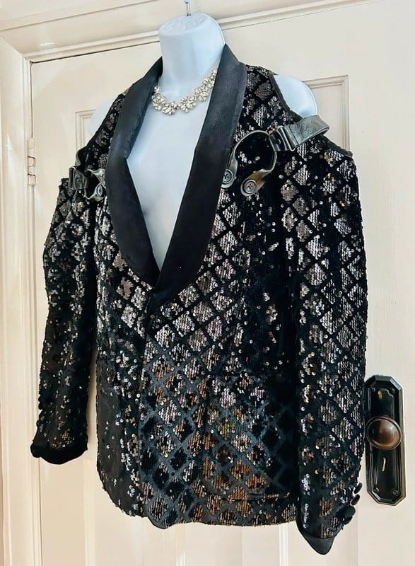 ASOS diamond sequin pattern jacket blazer steampunk Gothic witchy party evening 8/10 - 1