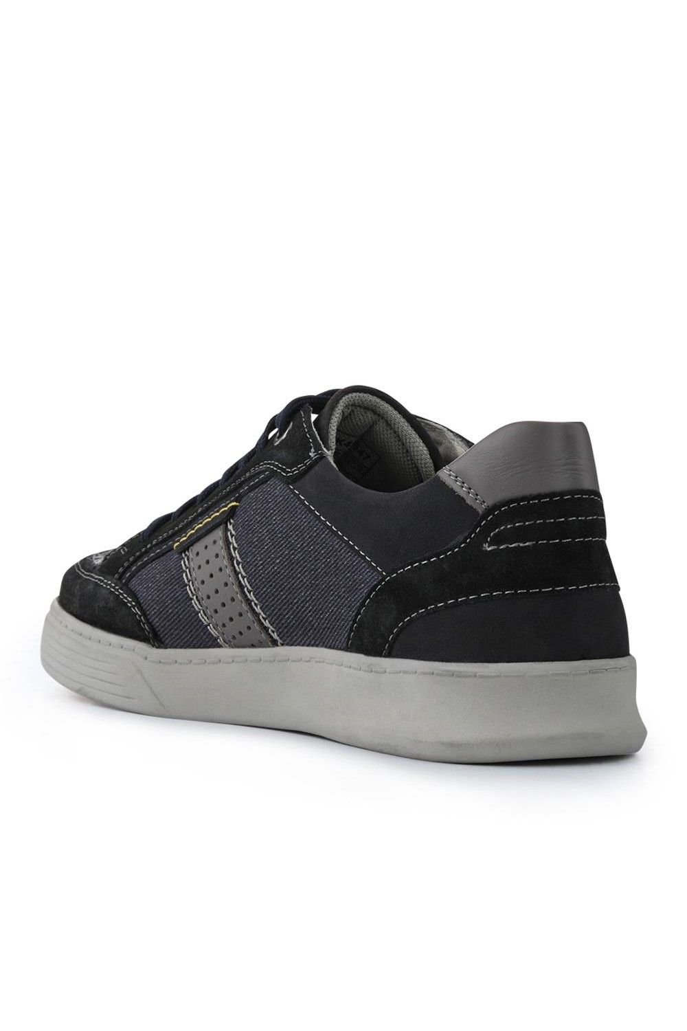 Pavers Pavers Men's Wide-Fit Leather Laced Trainers in Navy - 3