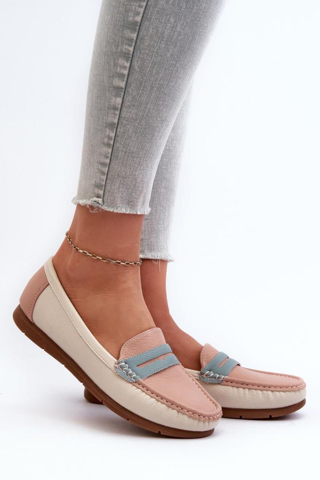 Love Lace Love Lace Women's Classic Moccasin Shoes with Rounded Toe Comfort Everyday in Pink
