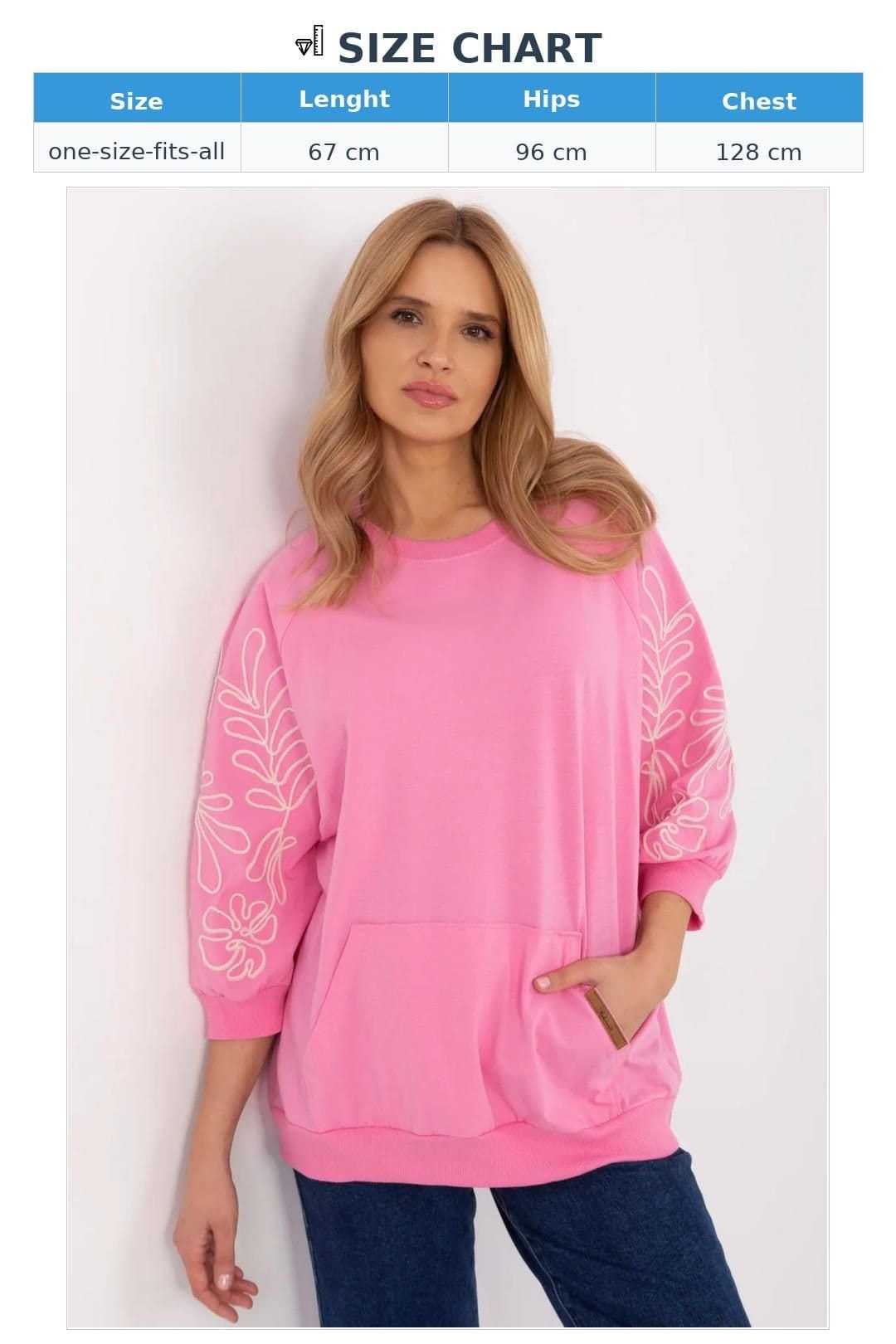 Love Lace Love Lace Women's 3/4 Sleeve Embroidered Hoodie Sweatshirt in Pink - 4