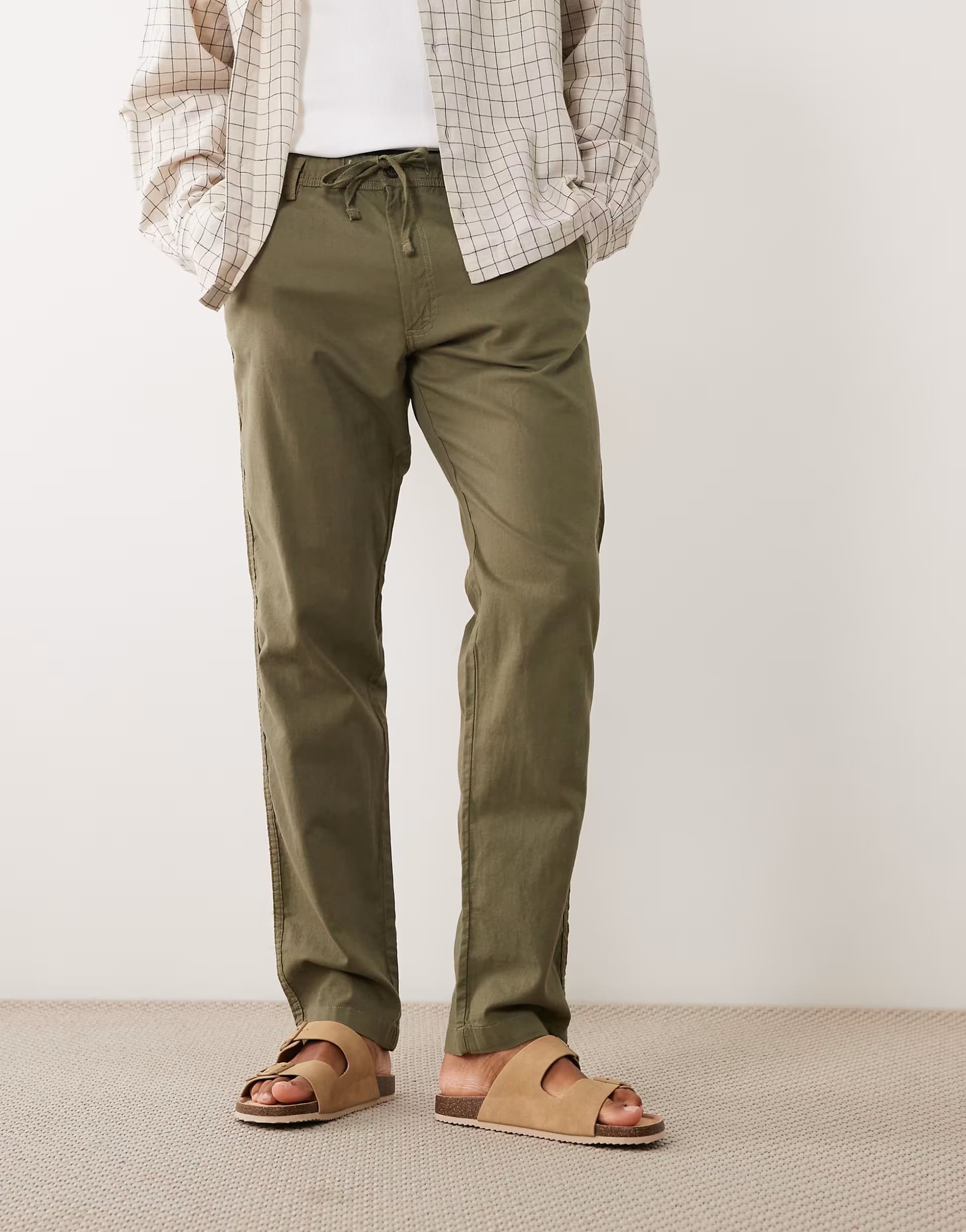 ASOS Jack & Jones linen mix trousers in green