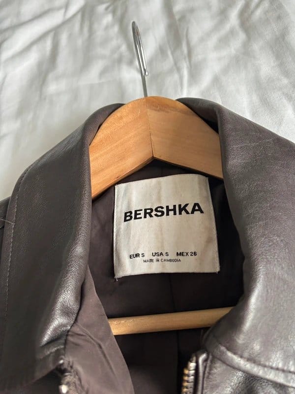 Bershka Brown Faux Leather Biker Bomber Jacket